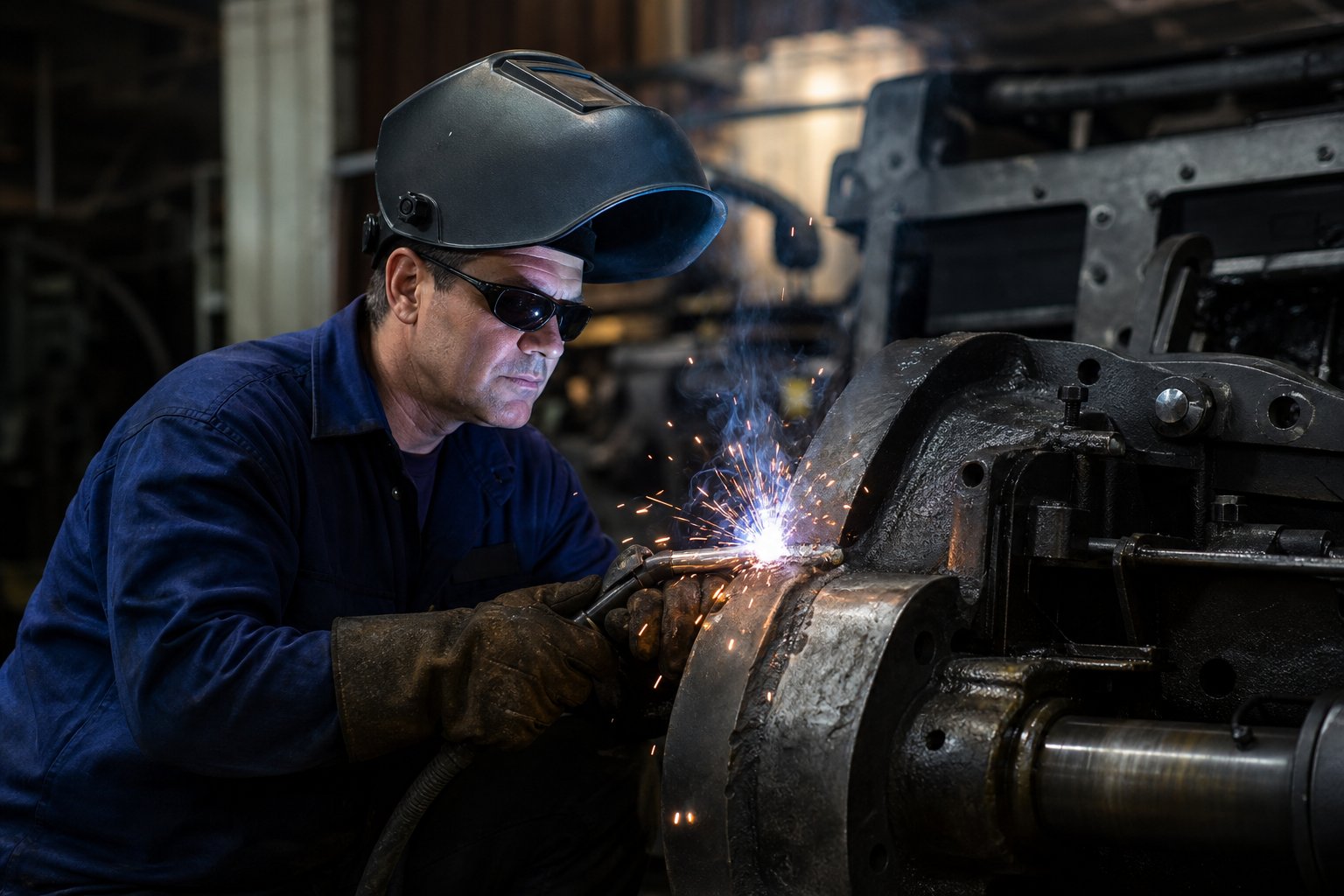 Metal makine parçasında tamir kaynağı